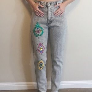 Vintage Denim 80s Jeans Bedazzled Acid Wash